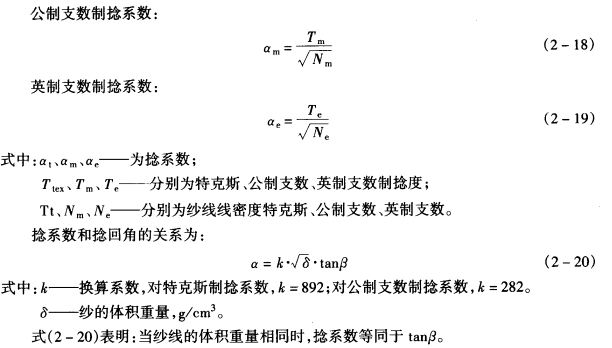 紗線加捻指標(biāo)及其計算-捻幅和捻系數(shù)