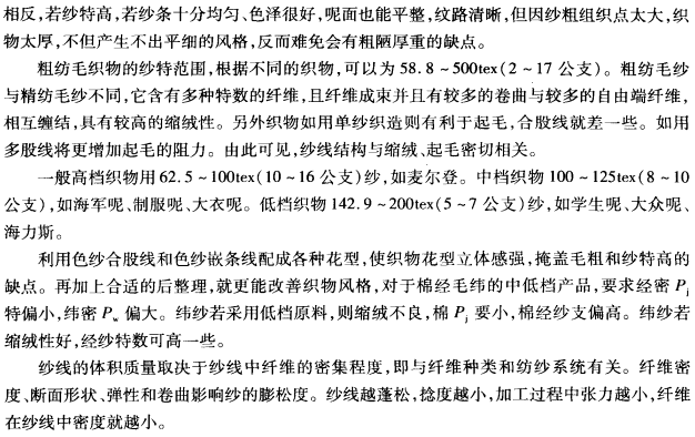 紗線特數(shù)對紡織工藝及織物風格的影響